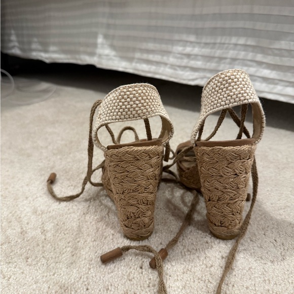 Stuart Weitzman Tan Suede Wedge Sandals - Picture 2 of 3
